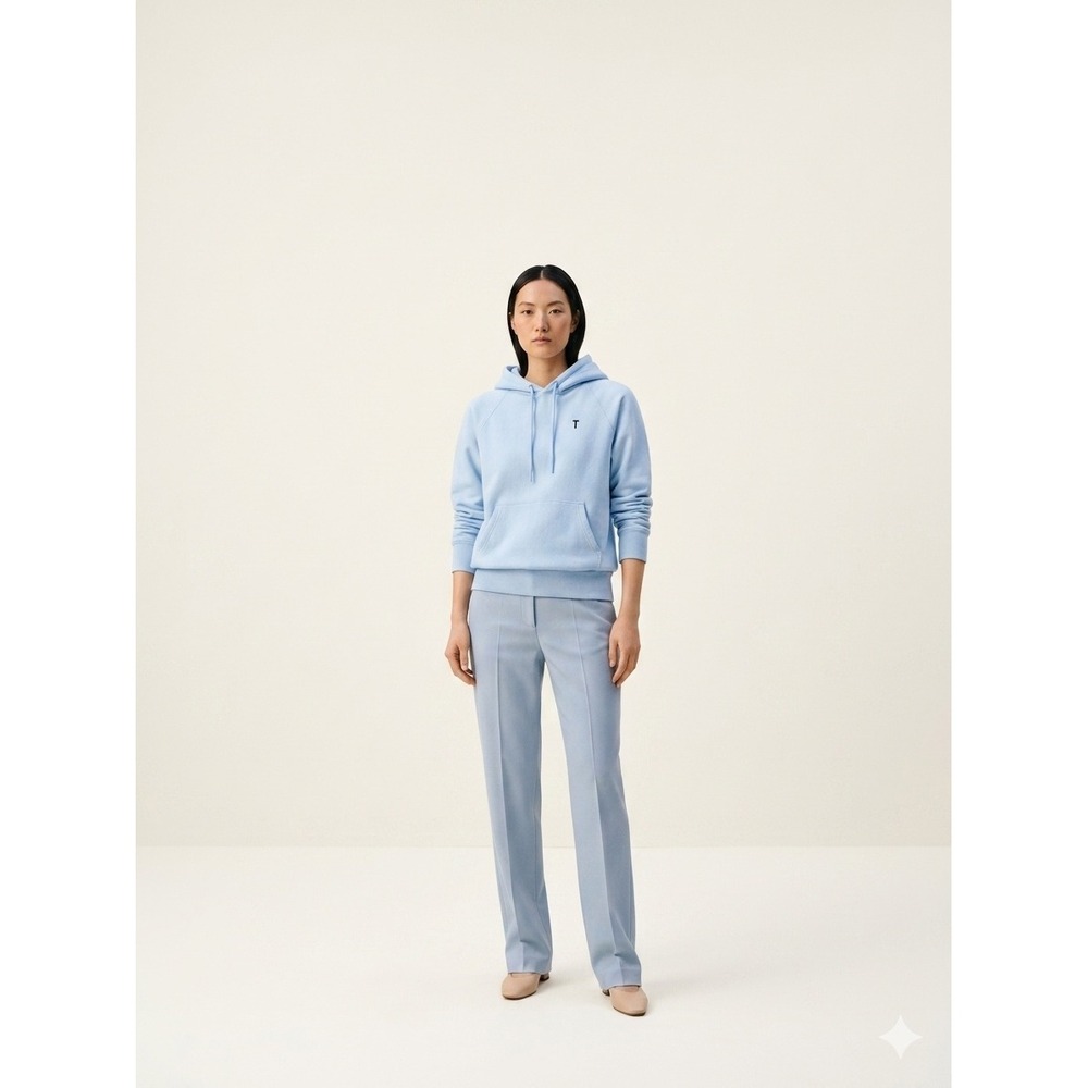 Thakoon NWT Dusty Blue Drawstring Hoodie Cotton Sweatshirt TWET001556
